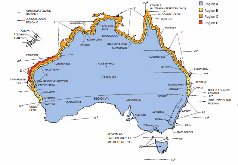 Wind Region Map Australia