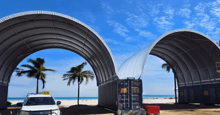an example of a port storage shelter in a marine environment
